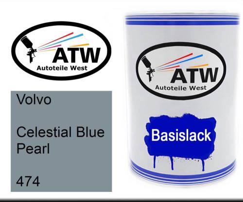 Volvo, Celestial Blue Pearl, 474: 500ml Lackdose, von ATW Autoteile West.